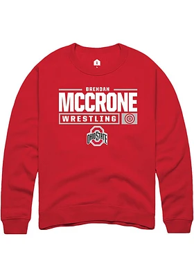 Brendan McCrone  Rally Ohio State Buckeyes Mens Red NIL Stacked Box Long Sleeve Crew Sweatshirt