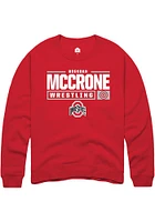 Brendan McCrone  Rally Ohio State Buckeyes Mens Red NIL Stacked Box Long Sleeve Crew Sweatshirt