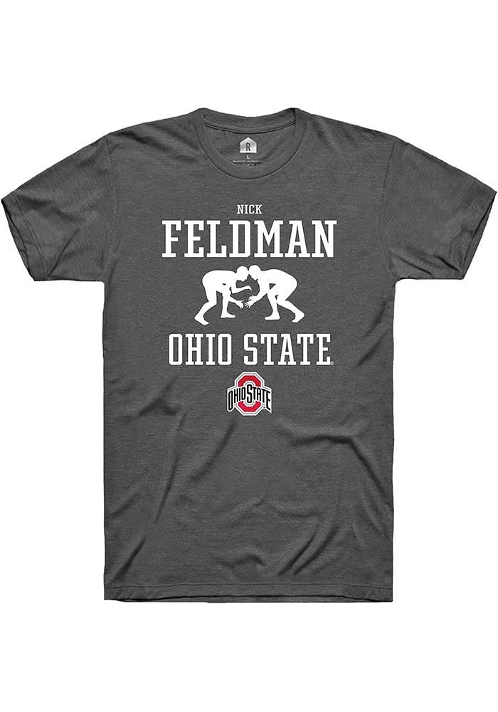 Nick Feldman  Ohio State Buckeyes Dark Grey Rally NIL Sport Icon Short Sleeve T Shirt