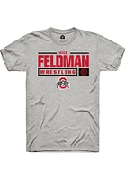 Nick Feldman  Ohio State Buckeyes Ash Rally NIL Stacked Box Short Sleeve T Shirt