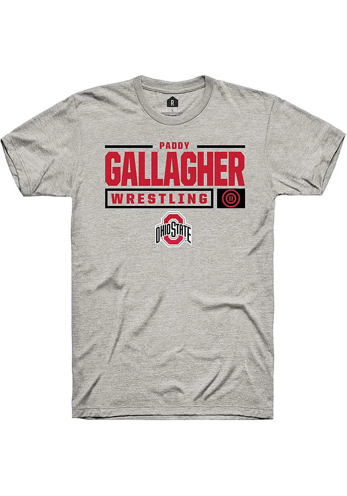 Paddy Gallagher  Ohio State Buckeyes Ash Rally NIL Stacked Box Short Sleeve T Shirt