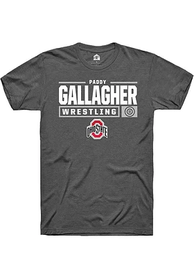 Paddy Gallagher  Ohio State Buckeyes Dark Grey Rally NIL Stacked Box Short Sleeve T Shirt