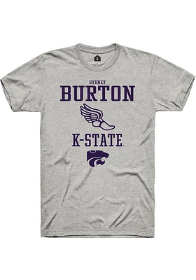 Sydney Burton  K-State Wildcats Ash Rally NIL Sport Icon Track Short Sleeve T Shirt