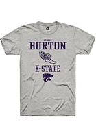 Sydney Burton  K-State Wildcats Ash Rally NIL Sport Icon Track Short Sleeve T Shirt