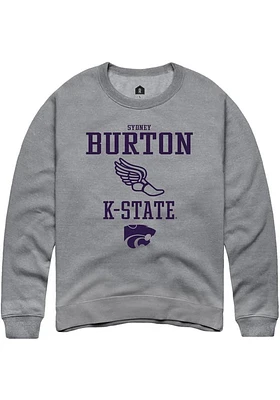 Sydney Burton  Rally K-State Wildcats Mens Graphite NIL Sport Icon Track Long Sleeve Crew Sweatshi..