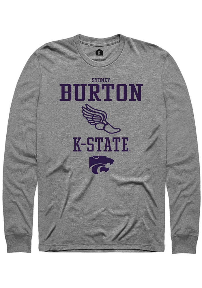 Sydney Burton K-State Wildcats Graphite Rally NIL Sport Icon Track Long Sleeve T Shirt