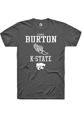 Sydney Burton  K-State Wildcats Dark Grey Rally NIL Sport Icon Track Short Sleeve T Shirt