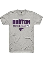 Sydney Burton  K-State Wildcats Ash Rally NIL Stacked Box Track Short Sleeve T Shirt