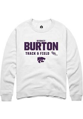 Sydney Burton Rally K-State Wildcats Mens NIL Stacked Box Track Long Sleeve Crew Sweatshirt