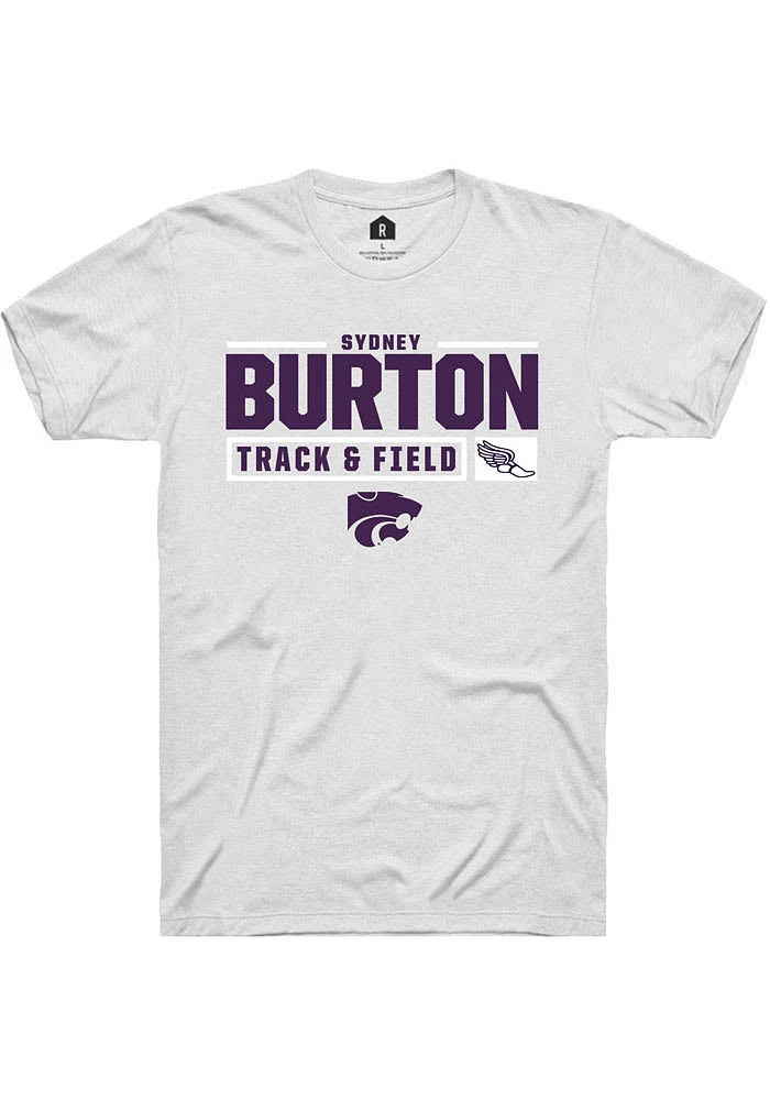 Sydney Burton K-State Wildcats Rally NIL Stacked Box Track Short Sleeve T Shirt
