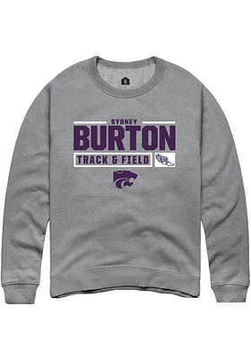 Sydney Burton  Rally K-State Wildcats Mens Graphite NIL Stacked Box Track Long Sleeve Crew Sweatsh..