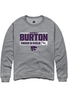 Sydney Burton  Rally K-State Wildcats Mens Graphite NIL Stacked Box Track Long Sleeve Crew Sweatsh..