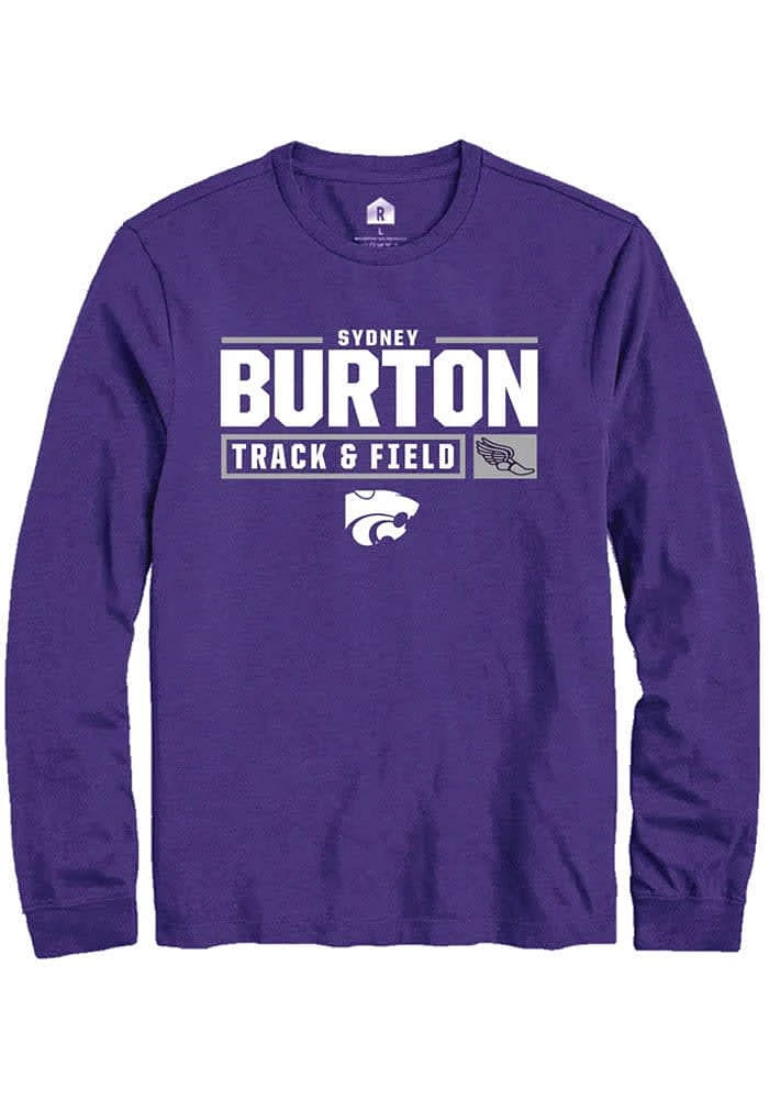 Sydney Burton K-State Wildcats Rally NIL Stacked Box Track Long Sleeve T Shirt