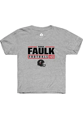 Barak Faulk  Rally Cincinnati Bearcats Youth Grey NIL Stacked Box Short Sleeve T-Shirt