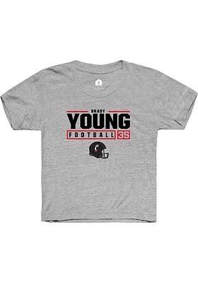 Brady Young  Rally Cincinnati Bearcats Youth Grey NIL Stacked Box Short Sleeve T-Shirt