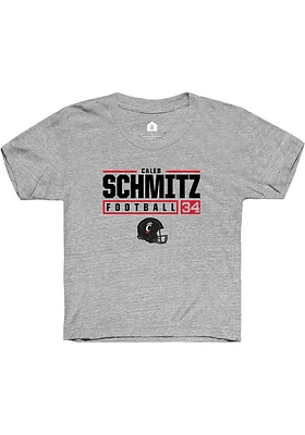 Caleb Schmitz  Rally Cincinnati Bearcats Youth Grey NIL Stacked Box Short Sleeve T-Shirt