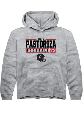 Aiden Pastoriza  Rally Cincinnati Bearcats Youth Grey NIL Stacked Box Long Sleeve Hoodie