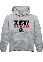 Brendan Sorsby  Rally Cincinnati Bearcats Youth Grey NIL Stacked Box Design Long Sleeve Hoodie