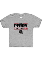 Jayden Perry Rally Youth Grey Cincinnati Bearcats NIL Stacked Box Short Sleeve T-Shirt
