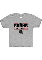 Kamari Burns Rally Youth Grey Cincinnati Bearcats NIL Stacked Box Short Sleeve T-Shirt