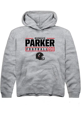 Marquaze Parker  Rally Cincinnati Bearcats Youth Grey NIL Stacked Box Graphic Long Sleeve Hoodie