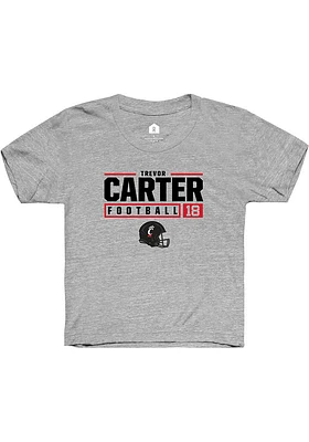 Trevor Carter Rally Youth Grey Cincinnati Bearcats NIL Stacked Box Short Sleeve T-Shirt