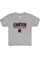 Trevor Carter Rally Youth Grey Cincinnati Bearcats NIL Stacked Box Short Sleeve T-Shirt