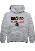 Will Kocher Rally Youth Grey Cincinnati Bearcats NIL Stacked Box Long Sleeve Hooded Sweatshirt