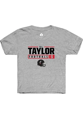 D.J. Taylor Rally Youth Grey Cincinnati Bearcats NIL Stacked Box Short Sleeve T-Shirt