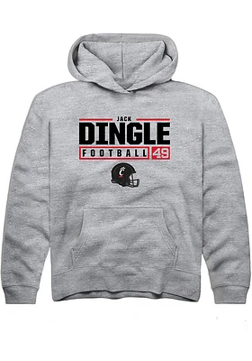 Jack Dingle Rally Youth Grey Cincinnati Bearcats NIL Stacked Box Long Sleeve Hooded Sweatshirt