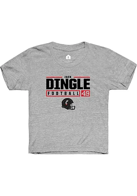 Jack Dingle Rally Youth Grey Cincinnati Bearcats NIL Stacked Box Short Sleeve T-Shirt