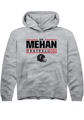 Ben Mehan  Rally Cincinnati Bearcats Youth Grey NIL Stacked Box Long Sleeve Hoodie