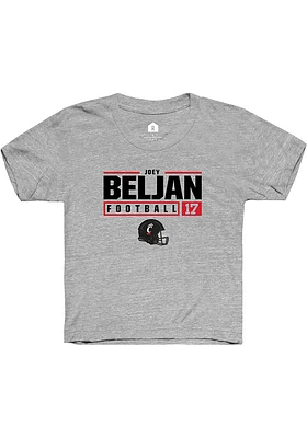 Joey Beljan  Rally Cincinnati Bearcats Youth Grey NIL Stacked Box Short Sleeve T-Shirt