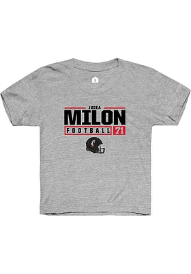 Judea Milon  Rally Cincinnati Bearcats Youth Grey NIL Stacked Box Short Sleeve T-Shirt