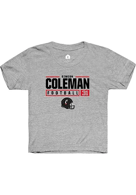 Simeon Coleman  Rally Cincinnati Bearcats Youth Grey NIL Stacked Box Short Sleeve T-Shirt