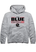 Zander Blue Rally Youth Grey Cincinnati Bearcats NIL Stacked Box Long Sleeve Hooded Sweatshirt