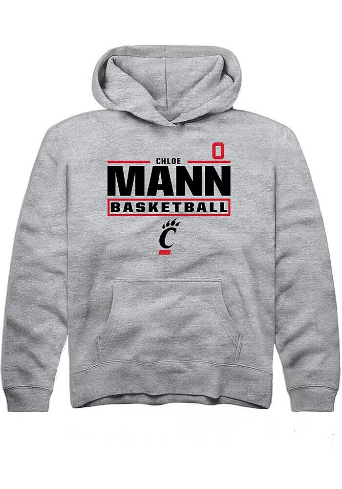 Chloe Mann Rally Cincinnati Bearcats Youth Grey NIL Stacked Box Long Sleeve Hoodie