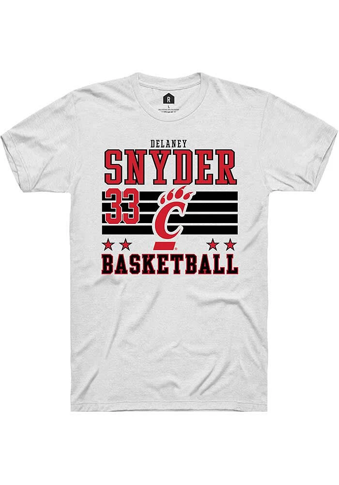 Delaney Snyder Cincinnati Bearcats White Rally NIL Striped Short Sleeve T Shirt