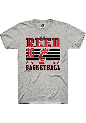 Josh Reed  Cincinnati Bearcats Ash Rally NIL Striped Short Sleeve T Shirt