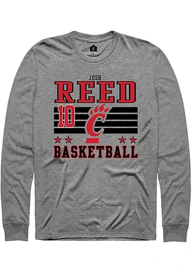 Josh Reed  Cincinnati Bearcats Grey Rally NIL Striped Long Sleeve T Shirt