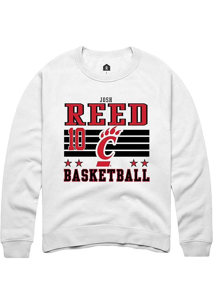 Josh Reed Rally Cincinnati Bearcats Mens NIL Striped Long Sleeve Crew Sweatshirt
