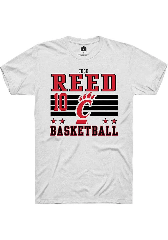 Josh Reed Cincinnati Bearcats White Rally NIL Striped Short Sleeve T Shirt