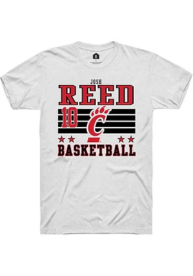 Josh Reed  Cincinnati Bearcats White Rally NIL Striped Short Sleeve T Shirt