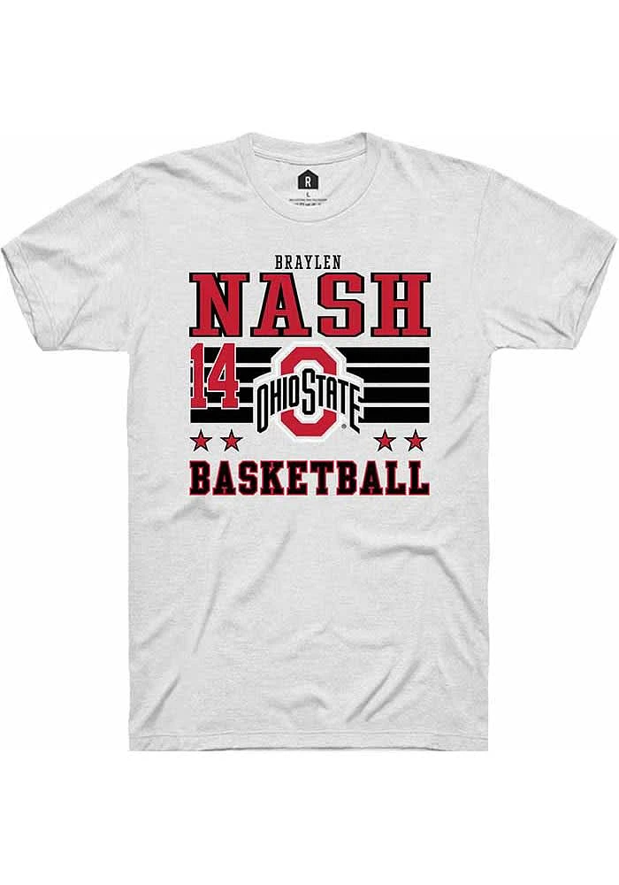 Braylen Nash Ohio State Buckeyes White Rally NIL Striped Short Sleeve T Shirt