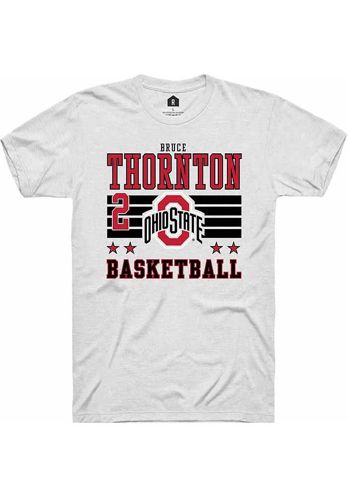 Bruce Thornton Ohio State Buckeyes White Rally NIL Striped Short Sleeve T Shirt