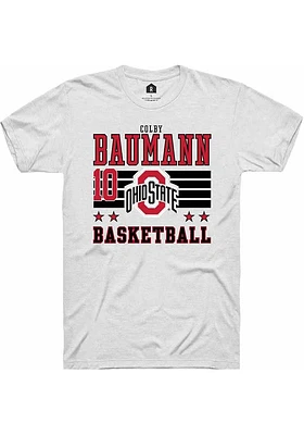 Colby Baumann  Ohio State Buckeyes White Rally NIL Striped Short Sleeve T Shirt