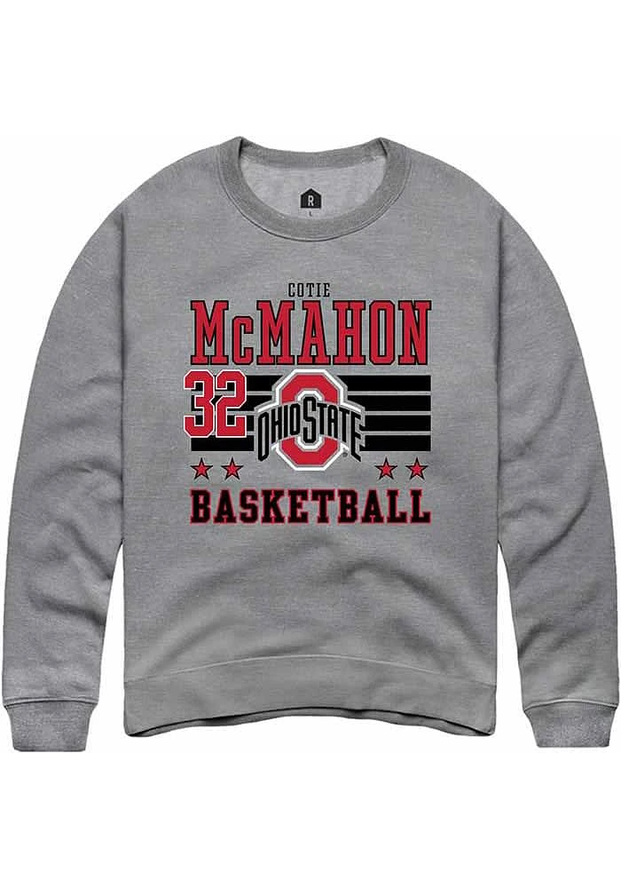 Cotie McMahon Rally Ohio State Buckeyes Mens NIL Striped Long Sleeve Crew Sweatshirt