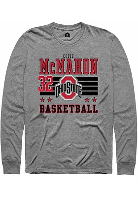 Cotie McMahon  Ohio State Buckeyes Grey Rally NIL Striped Long Sleeve T Shirt