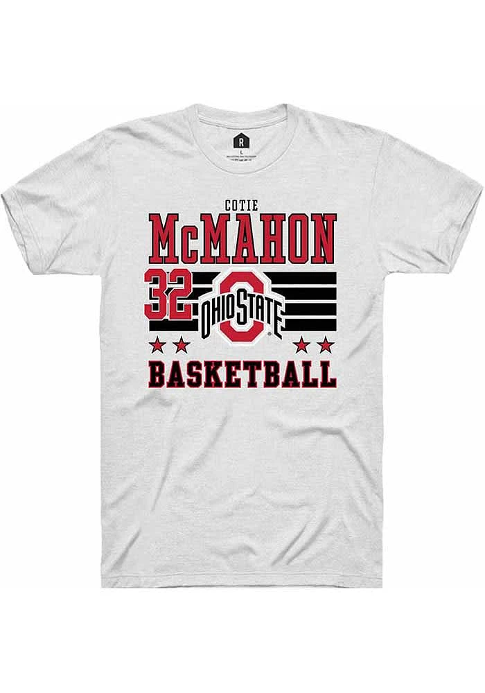 Cotie McMahon Ohio State Buckeyes White Rally NIL Striped Short Sleeve T Shirt