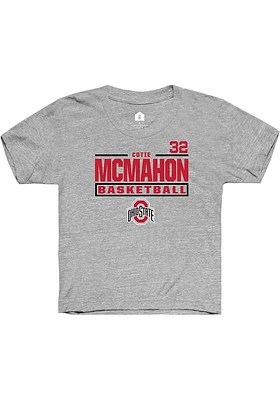 Cotie McMahon  Rally Ohio State Buckeyes Youth Grey NIL Stacked Box Short Sleeve T-Shirt
